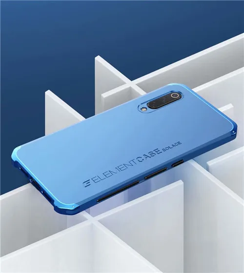 blue and blue Алюминиевый металлический бампер чехол для телефона для Xiaomi Mi 9 Coque 360 полная гибридная Броня матовая PC задняя крышка для Xiaomi Mi 9 чехол противоударный - Цвет: blue and blue