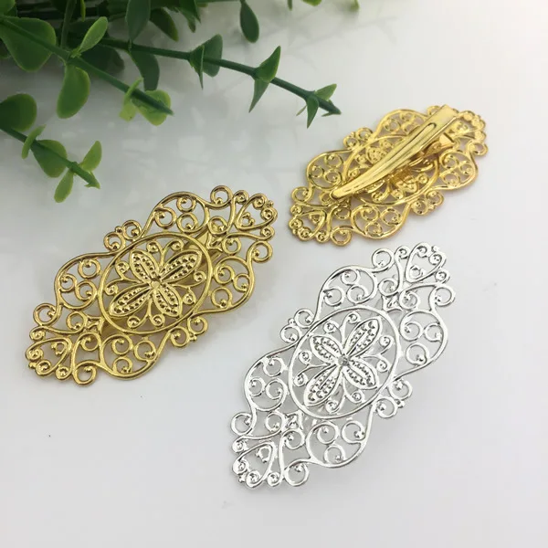 

10 PCS 28*56mm Gold/Silver color Hairgrips Metal Copper Hair Clip Base Setting For Jewelry Making
