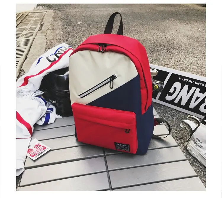 Junior High School Backpack for Teenage Girl Boy Big College Student Backpack Women Patchwork Nylon Backbag Youth Bagpack Teen