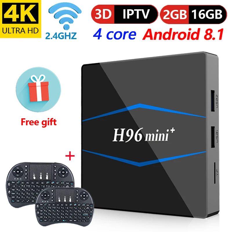 Android 8 1 TV RAM 2 ГБ 16 ROM Rockchip RK3229 четырехъядерный WIFI H.265 4 k Google Play netflix телеприставка