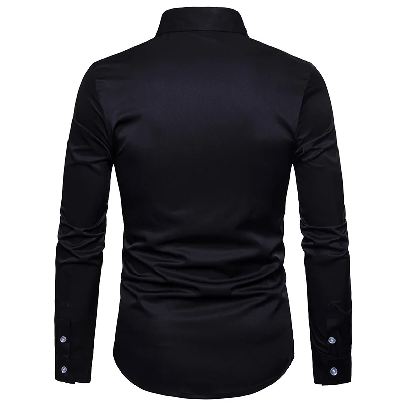 Новая Осенняя Модная брендовая мужская одежда приталенная Мужская рубашка с