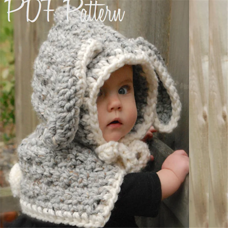 Дети Шапки Зимние Теплые Вязаные С Ушами Милый Кролик Pattern Детские Девушки Ручной