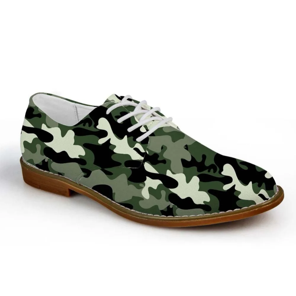 

Noisydesigns Men Oxfords shoes Military Desert Jungle Navy Camouflage Print Male Casual Leather Boys Flat PU Business Dress Shoe