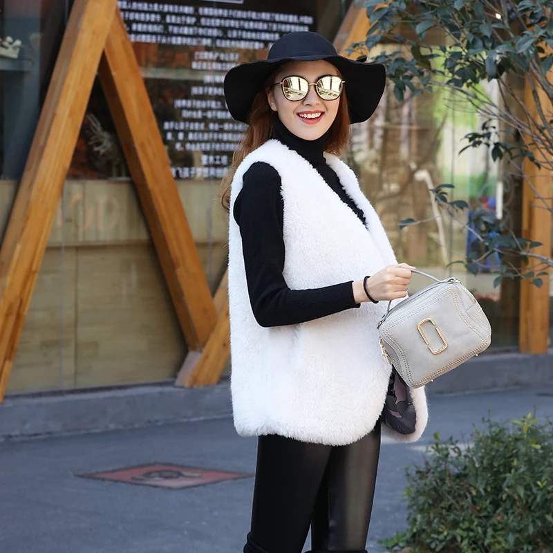 Осенне-зимний женский модный новый жилет из натурального меха меховой