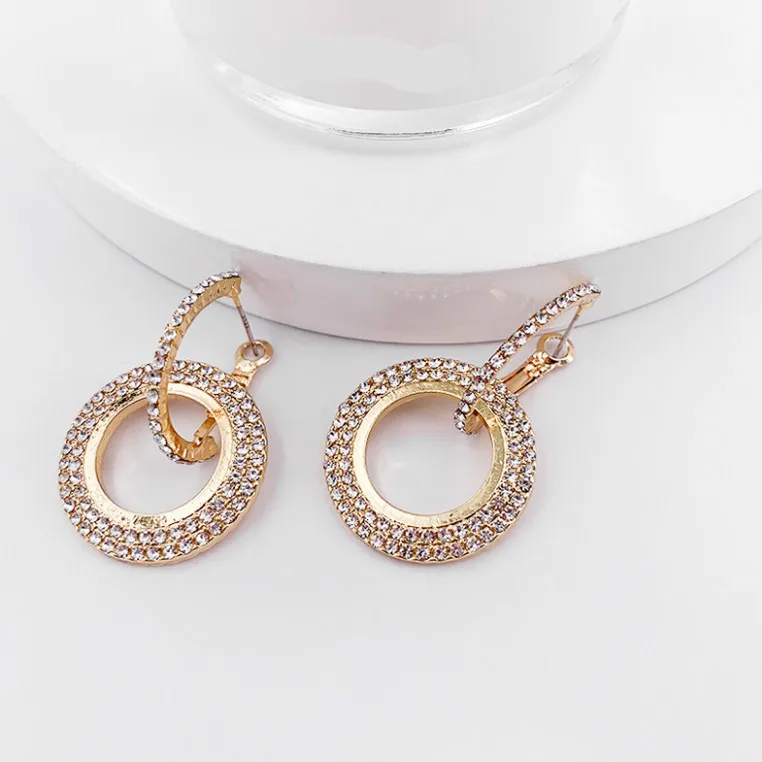 

Korean Version Of The 2019 Fashion New Earrings Geometric Personality Wild Thin Small Circle Crystal Ladies Earrings Wholesale