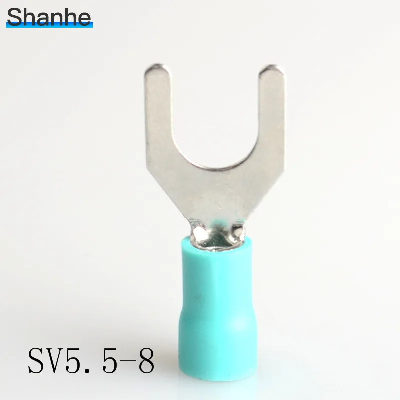 SV5.5-8 терминал кабель провода разъем 20 шт. изолированные Вилка Лопата обжимной разъем терминалы электропроводки - Цвет: Зеленый