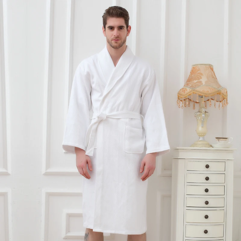 Bath Robe Men warm Cotton Robes For Men Dressing Gown Bathrobe Towel Fleece Men Bathrobe Men's Robes Kimono Robe White Pink
