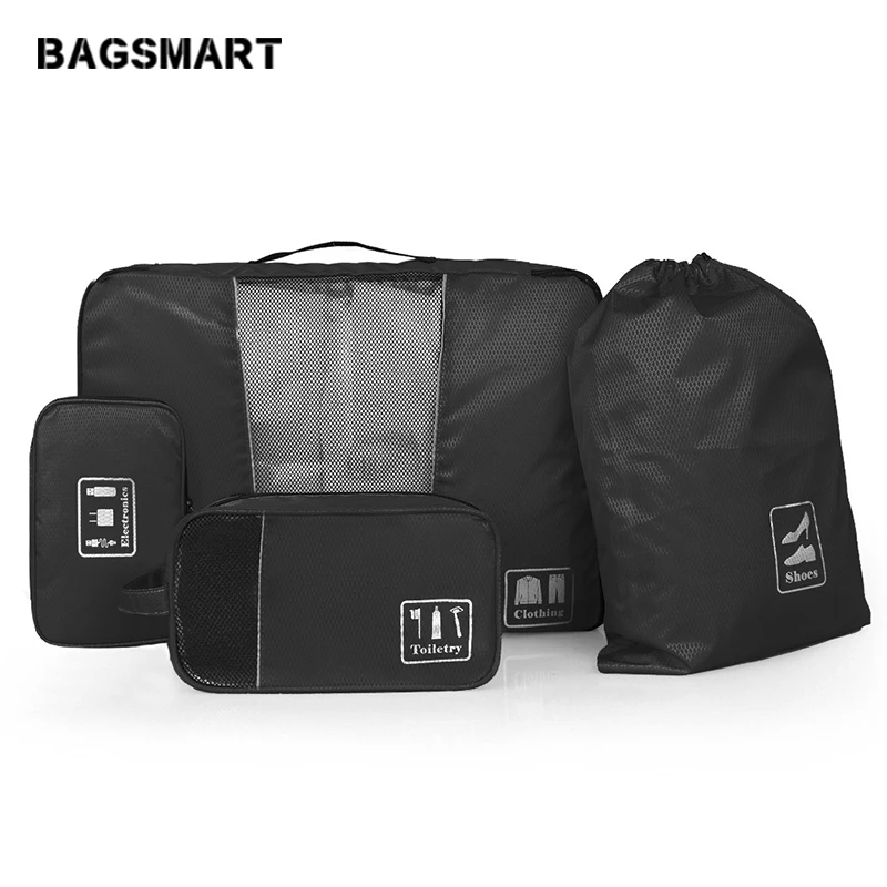 BAGSMART 4 Pcs Travel Organizer Bags Kit Packing Cube Shoes Pouch Electronic Toiletry Bag Luggage Storage Suit | Багаж и сумки