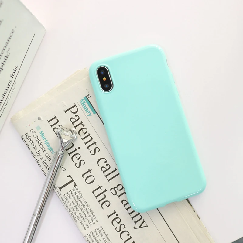 Роскошный мягкий силиконовый чехол для iPhone 6 s 6S 7 7S 8 Plus 5 5S 5SE iPhone X 10 6plus 6splus 7plus 8 Plus чехол для сотового телефона из ТПУ - Цвет: Светло-зеленый