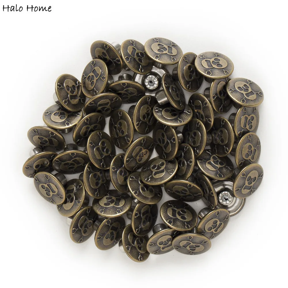 10 шт./набор бронзовый Скелетон металлические джинсовые пуговицы ремонт Декор