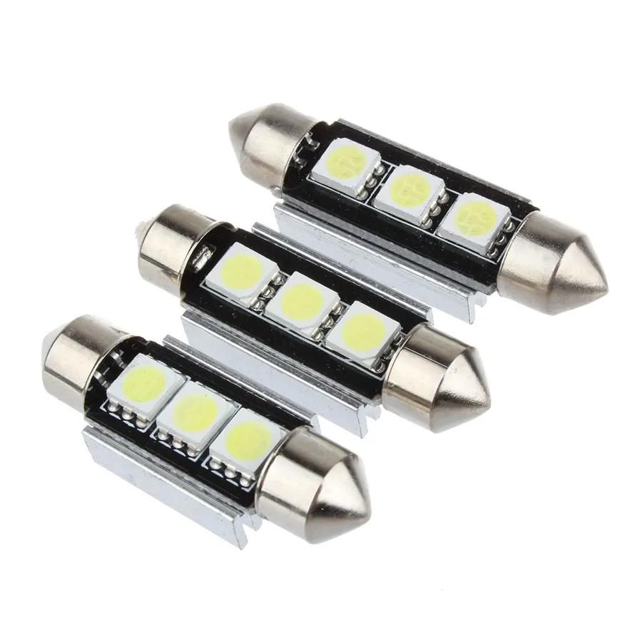 50 шт./лот 36 мм/39 мм c5w 3 smd 5050 Led canbus error free автомобиля для салона, иллюминационная, Потолочная Авто над головой считывающая головка лампы белый 12 V