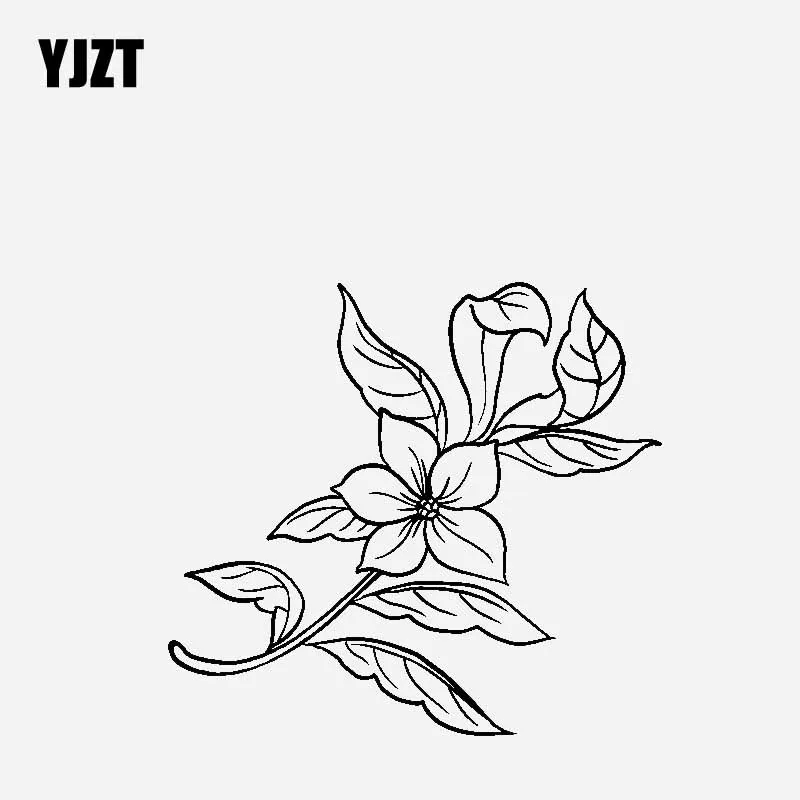 

YJZT 17.3CM*15.9CM Car Sticker Vinyl Decal Flower Creative Design And Decoration Black/Silver C23-0445