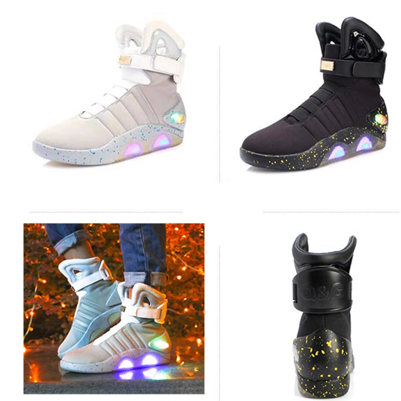 Новинка года; ботинки будущего Маскарадного костюма Marty McFly; кроссовки; Светодиодный светильник; светящаяся обувь для костюмированной вечеринки; подзаряжаемые подарки на день рождения