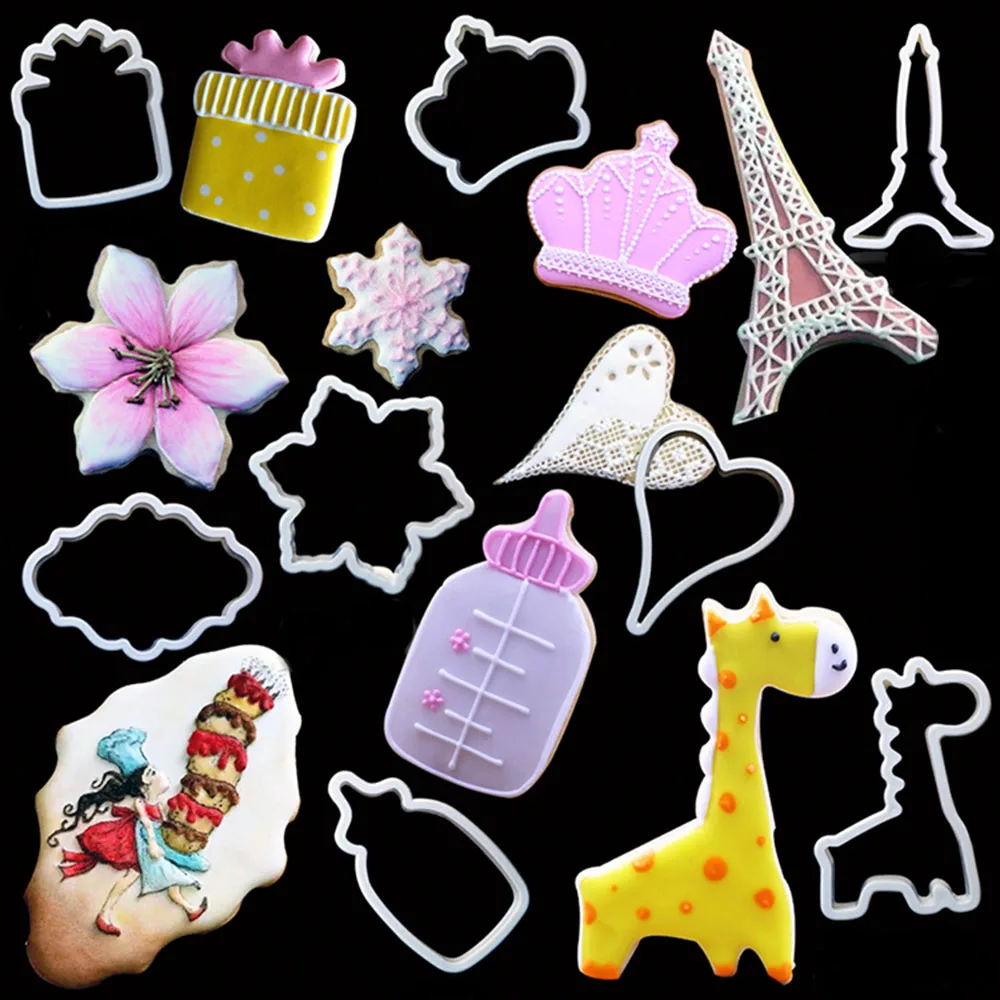 8 шт пластиковые мультфильм резак формы набор цветок животных дети ребенок