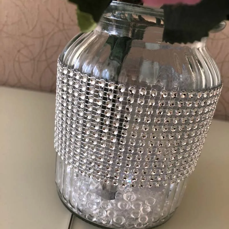 2 ярда 4 см Bling сетка-рулон с алмазами событие Вечеринка День рождения Свадьба DIY Украшение стола обертка для бутылки ленты с кристаллами Rhineston тюль