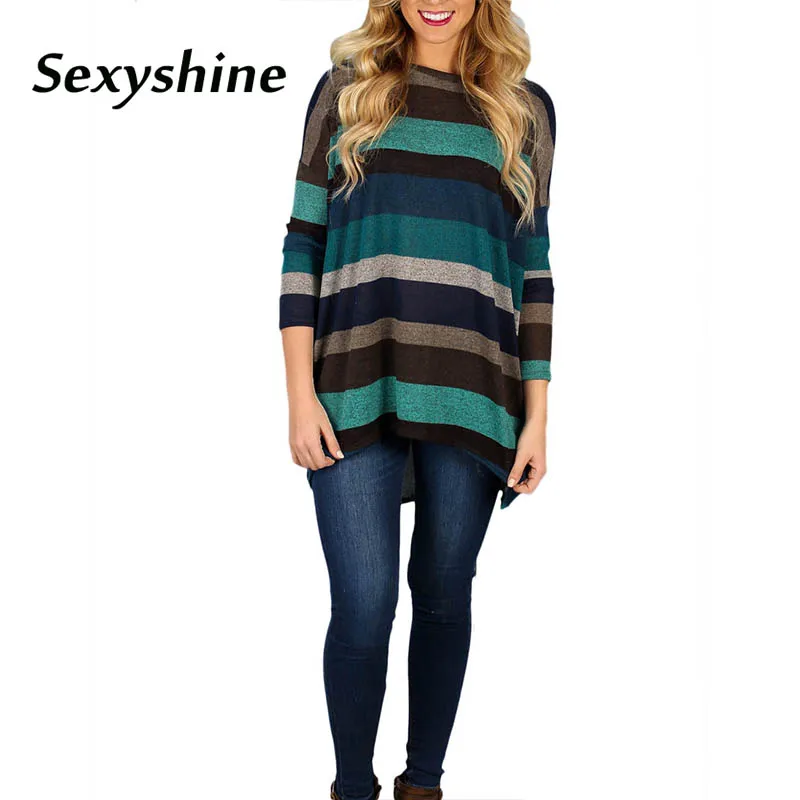 

Rainbow shirt women 2018 long sleeve befree striped oversized tunic gothic funny cute streetwear summer yellow tops t shirts