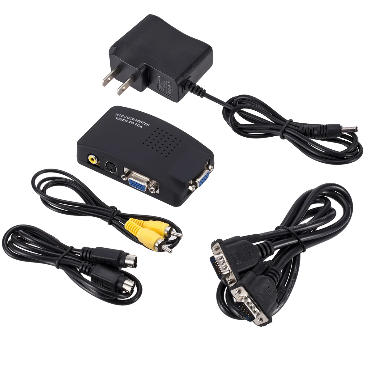 ПК ноутбук композитный видео ТВ RCA Композитный S-Video AV в ПК VGA ЖК-конвертер адаптер переключатель коробка черный