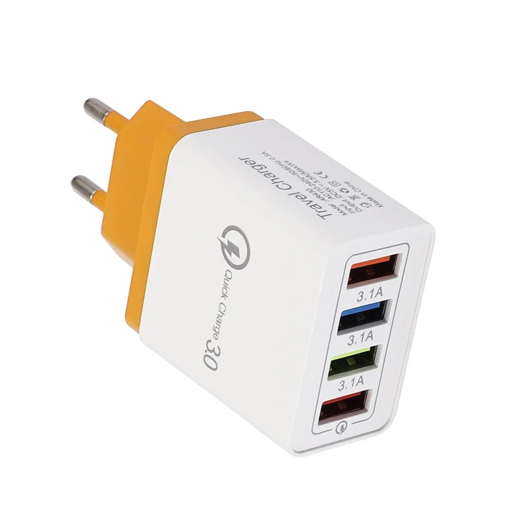 Phone Socket Adapter EU Plug Wall Charger 5V 3.5A Fast Charging 4 Port Quick Charge QC 3.0 USB Hub EUPlug | Мобильные телефоны и