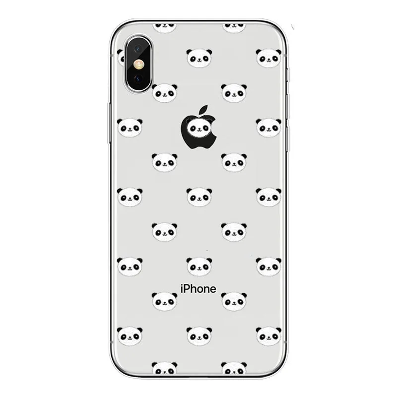 Чехол sera с милой пандой из мультфильма, чехол с животными для iphone X, 5S, 7, 6, 6s plus, 8 Plus, 5 SE, прозрачный силиконовый мягкий чехол для телефона из ТПУ - Цвет: TPU