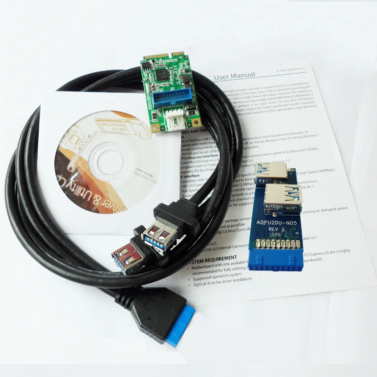 Переходник Mini PCI epress на 2 порта USB 3 0 мини PCIe 19Pin разъем двойной USB3.0 spiltter adapter +