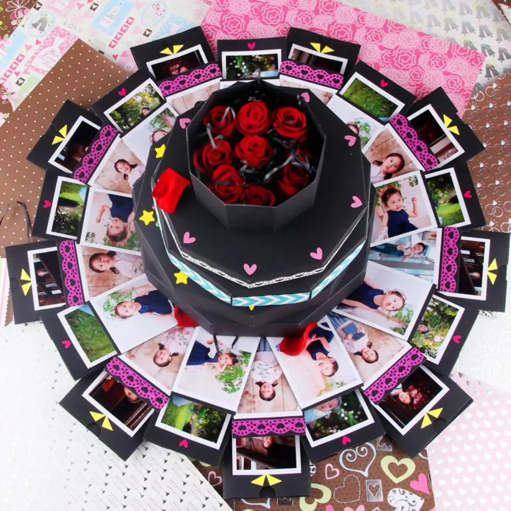 Nonagon DIY ручной фотоальбом сюрприз романтическая Подарочная коробка скрапбук сюрприз вечерние любовь взрыв Подарочная коробка на День святого Валентина