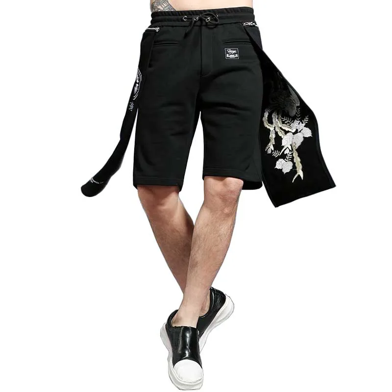 Летние шорты Модная одежда Тренды Цветочные Вышивка занавес молния мужские