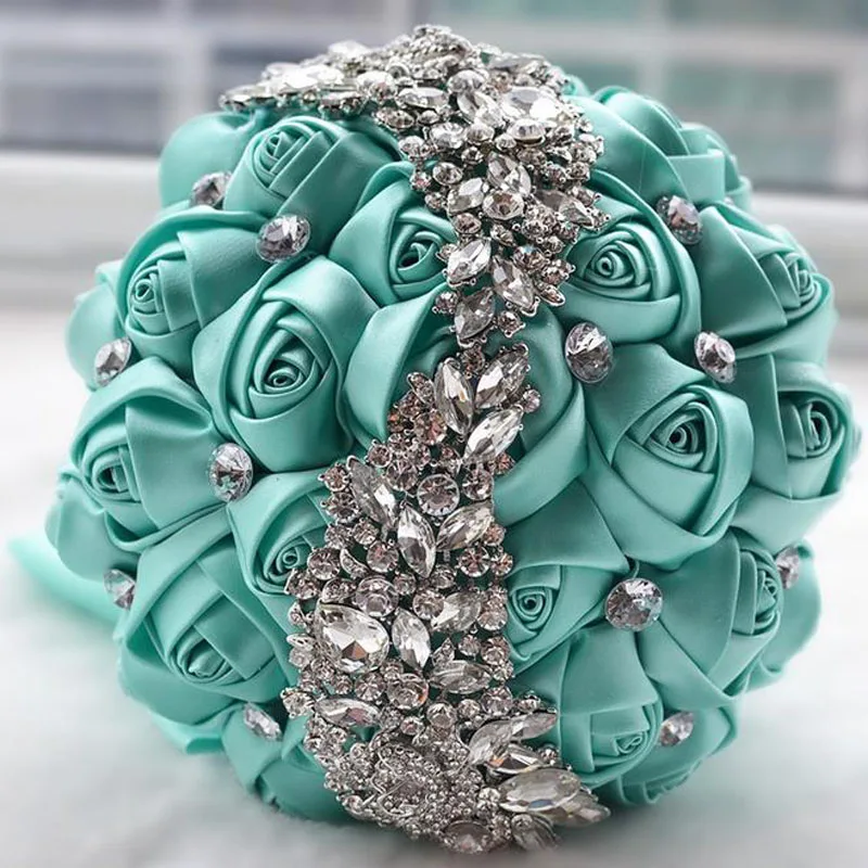 Wedding Flowers Bridal Bouquets Red Artificial Rose Luxury Diamond Crystal Bouquet Bling Brides Ramo De Novia | Свадьбы и торжества
