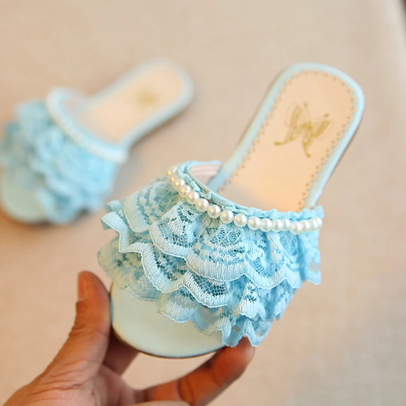2019 fashion Summer shoes girls pearl lace slippers children sandals beach | Детская одежда и обувь