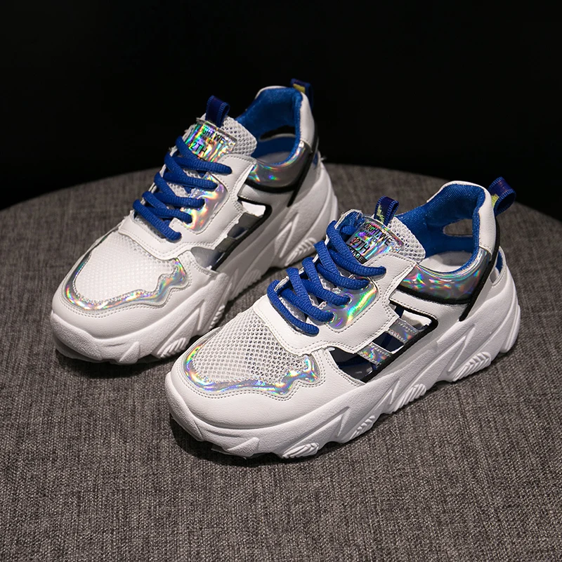 Новинка женские не сужающиеся книзу кроссовки Летняя обувь на платформе женская