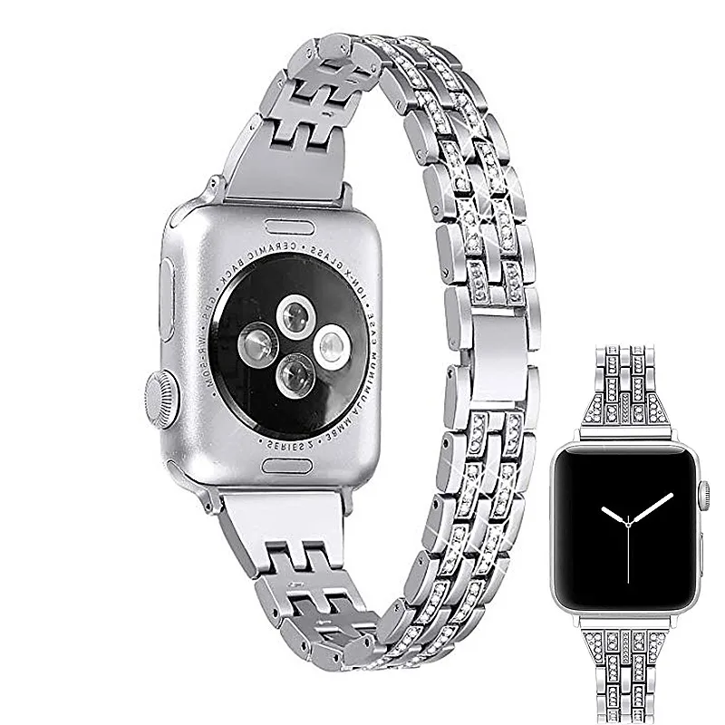 С блестками для девочек; мини-юбка для наручных часов Apple Watch 38 мм 40 мм 44 мм 40 мм наручных часов iWatch серии 5/4/3/2/1 ошейник украшенный фальшивыми алмазами, металлические ювелирные изделия, браслет на запястье