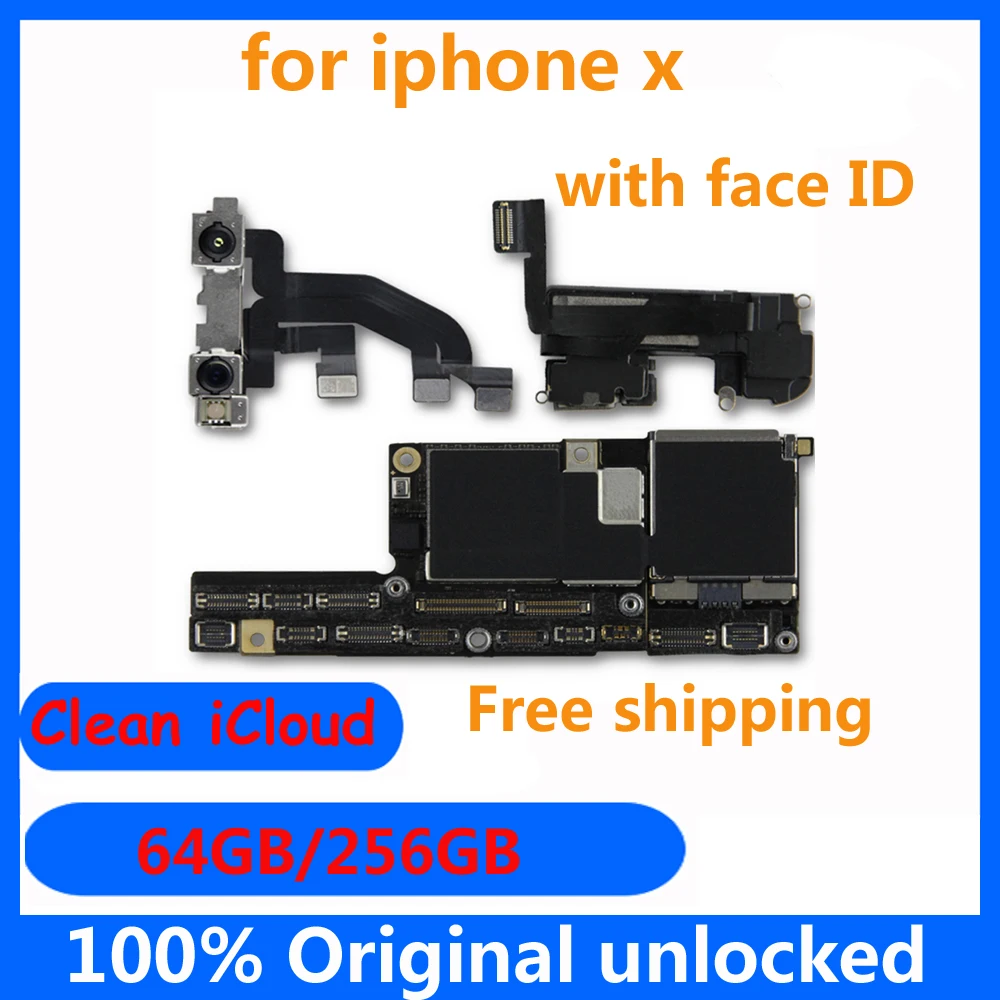 Оригинальная материнская плата для iphone X 64 ГБ 256 с/без face ID разблокированная 100%