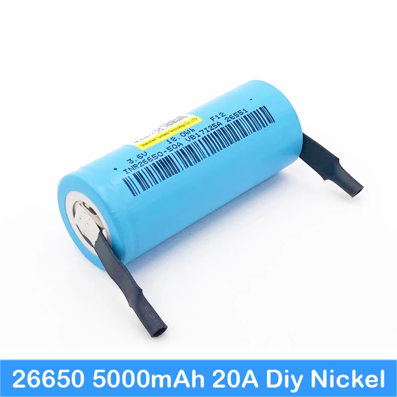 Батарея 26650 5000 мАч с DIY никель Новый Li-ion 3 7 v аккумуляторная батарея для фонарика 20A