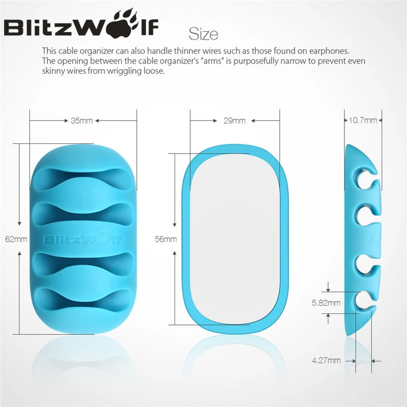 BlitzWolf 4 шт./лот многофункциональный кабельный держатель органайзер зажим для