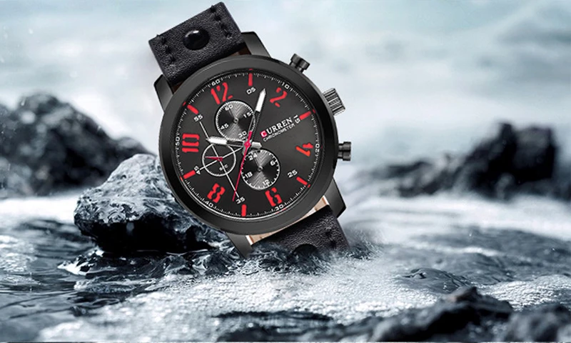 CURREN Мужские спортивные часы водонепроницаемые Модные наручные часы Montre Homme натуральная кожа Relojes Hombre кварцевые мужские деловые часы