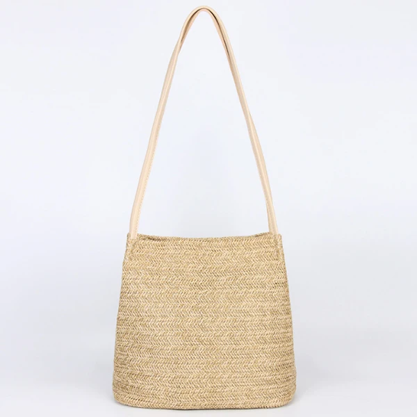 Женская сумка модная красивая соломенная плетеная большая летняя Пляжная через