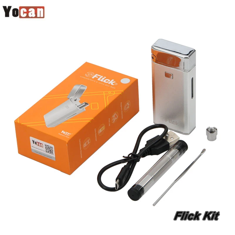 Оригинальный Yocan Flick 2 в 1 комплект с 650 вэпорайзер на батарейках и кварцевая