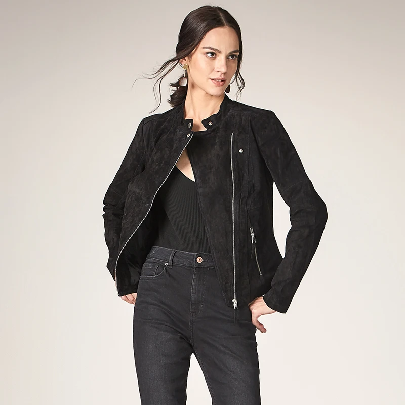 Женская куртка из сплит кожи на молнии натуральной кожи|fashion jacket women|jacket fashion