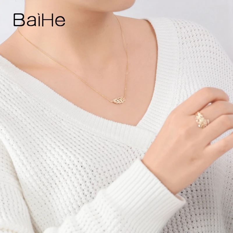BAIHE однотонные 18K желтое золото 0.12ct H/SI натуральные бриллианты Женские Модные