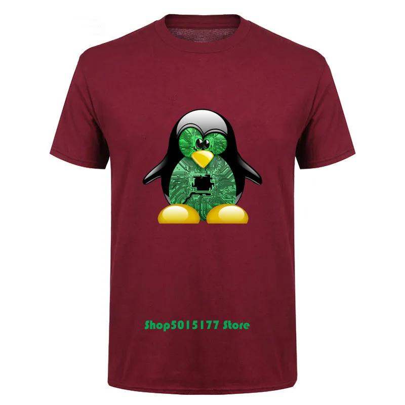 Забавная аниме Пингвин Linux Jokerman Футболка мужская Tux с коротким рукавом-рубашка