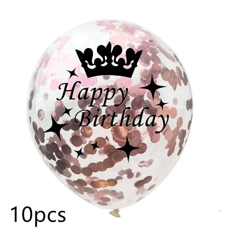 10pcs 10 шт 12 дюймов прозрачные блесток баллоны 16/18/21/30/40/50/60/70/80/90 лет конфетти воздушные шары для дня рождения вечерние украшения - Цвет: 10pcs