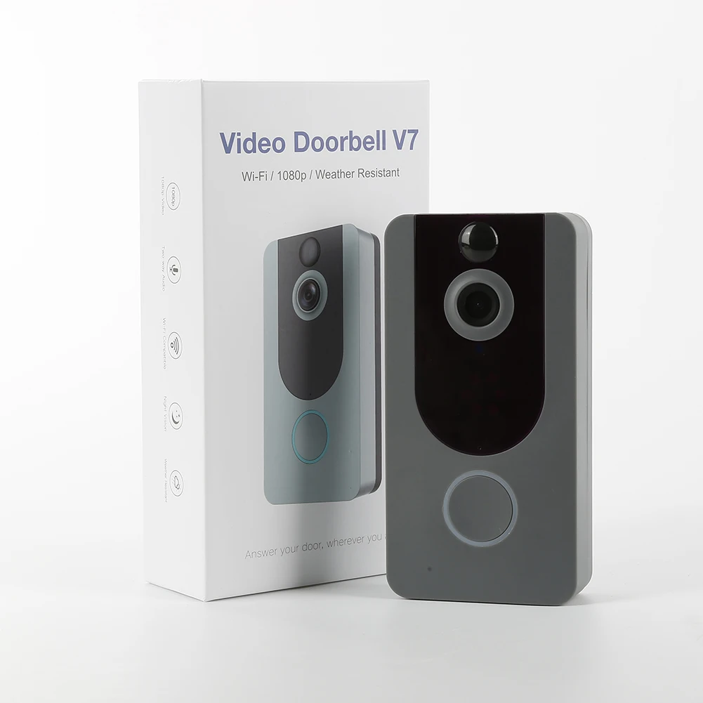 Серебристый 1080 P умная WiFi видеокамера на дверной звонок визуальный домофон с шимом ночного видения IP дверной звонок Водонепроницаемая беспроводная камера безопасности - Цвет: Серебристый