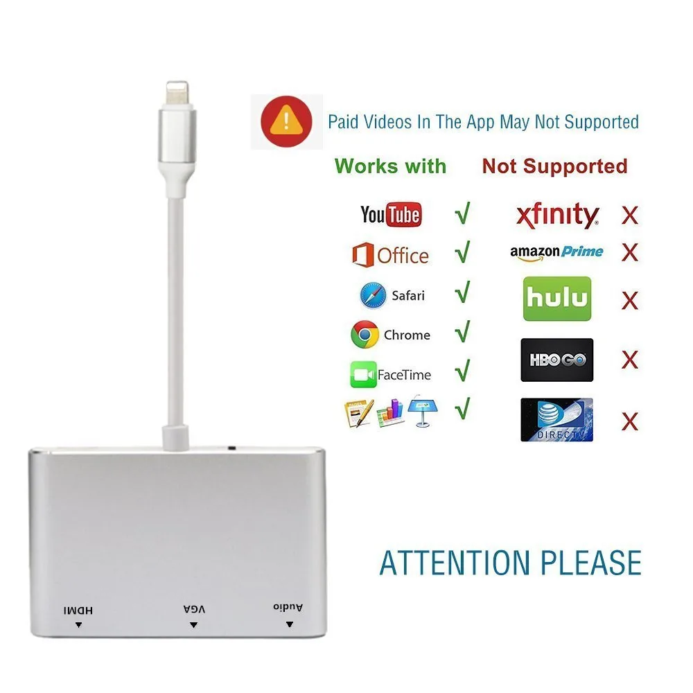 Цифровой адаптер HDMI / VGA AV для iPhone Pro 11 X Max 8 7 plus 6 iPad проектора монитора | Компьютеры