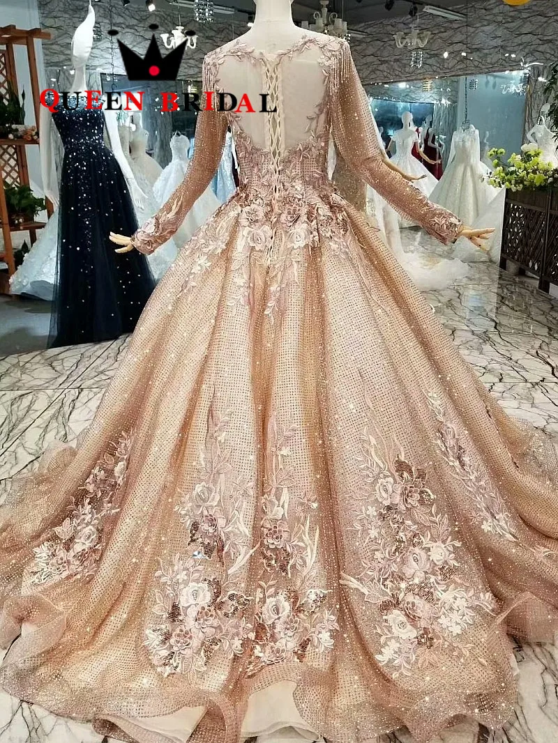 Custom Made 2021 Vestido De Festa Crystal Sequins Elegant Evening Dress Robe De Soiree Long Sleeves Lady Evening Gown EV122