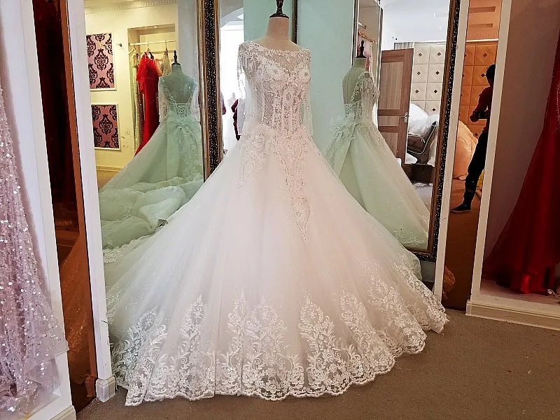 AOLANES реальные фотографии свадебные платья с жемчугом vestido de noiva винтажные