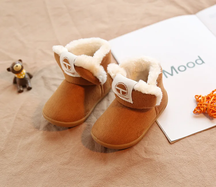 Winter new children's snow boots suede children's cotton shoes thick hair soft bottom baby cotton boots