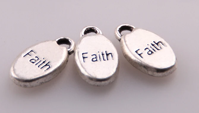MOODPC Free shipping fashion alloy oval letter faith charm for DIY making bracelet necklace jewelry metal beads words | Украшения и