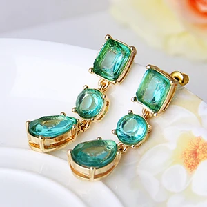 серьги длинные Сережки Зеленые для женщин Мода 2017 г. Jewelry Аксессуары Gem Gold падения