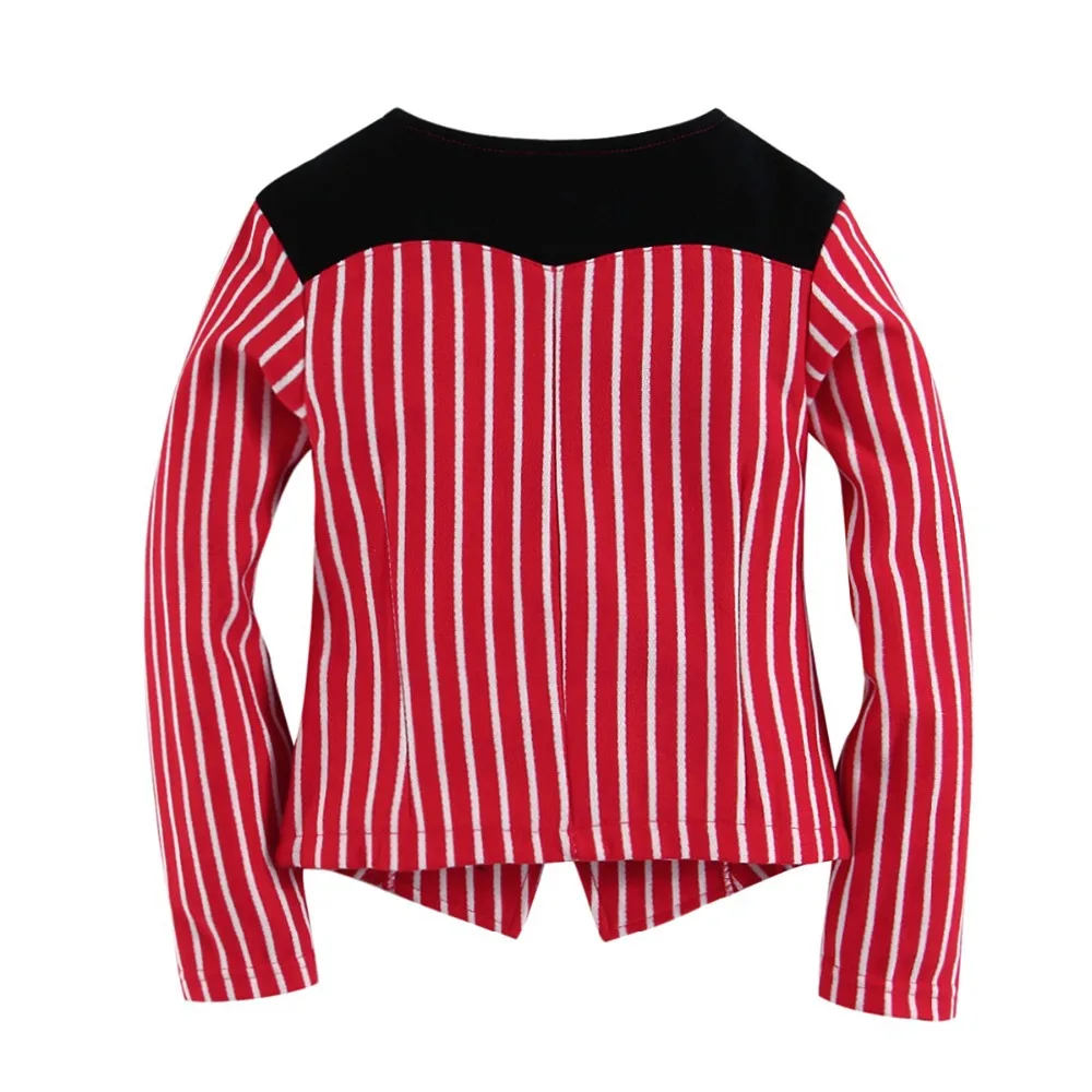 Куртка для маленьких девочек Трикотажная хлопковая одежда в красную полоску 100%