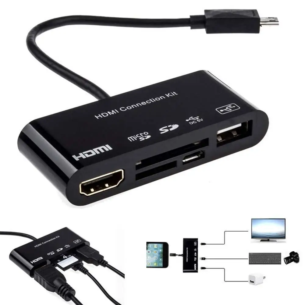 Micro USB 11Pin телефон к HDMI tv HD tv адаптер устройство для чтения карт SD TF кабель для обмена экраном для samsung Galaxy S3 S4 S5 Note2 Note 2 3