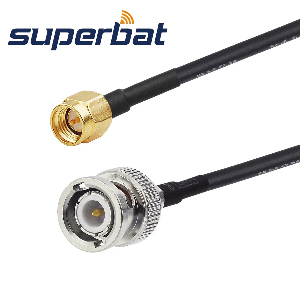 Superbat BNC Straight Plug to SMA Male Straight Security Monitor Antenna Feeder Pigtail Cable RG174 100cm RF Coaxial Cable